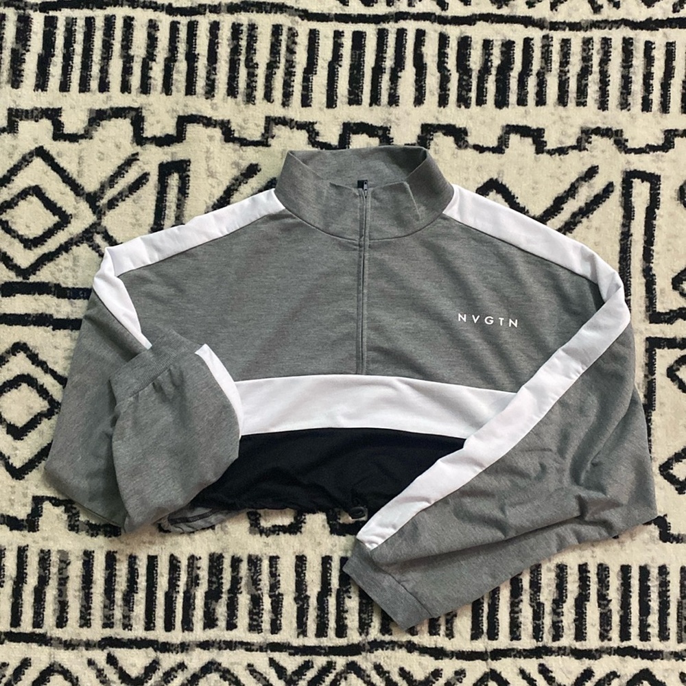 NVGTN Grey Oversized Cropped Pullover Size Large